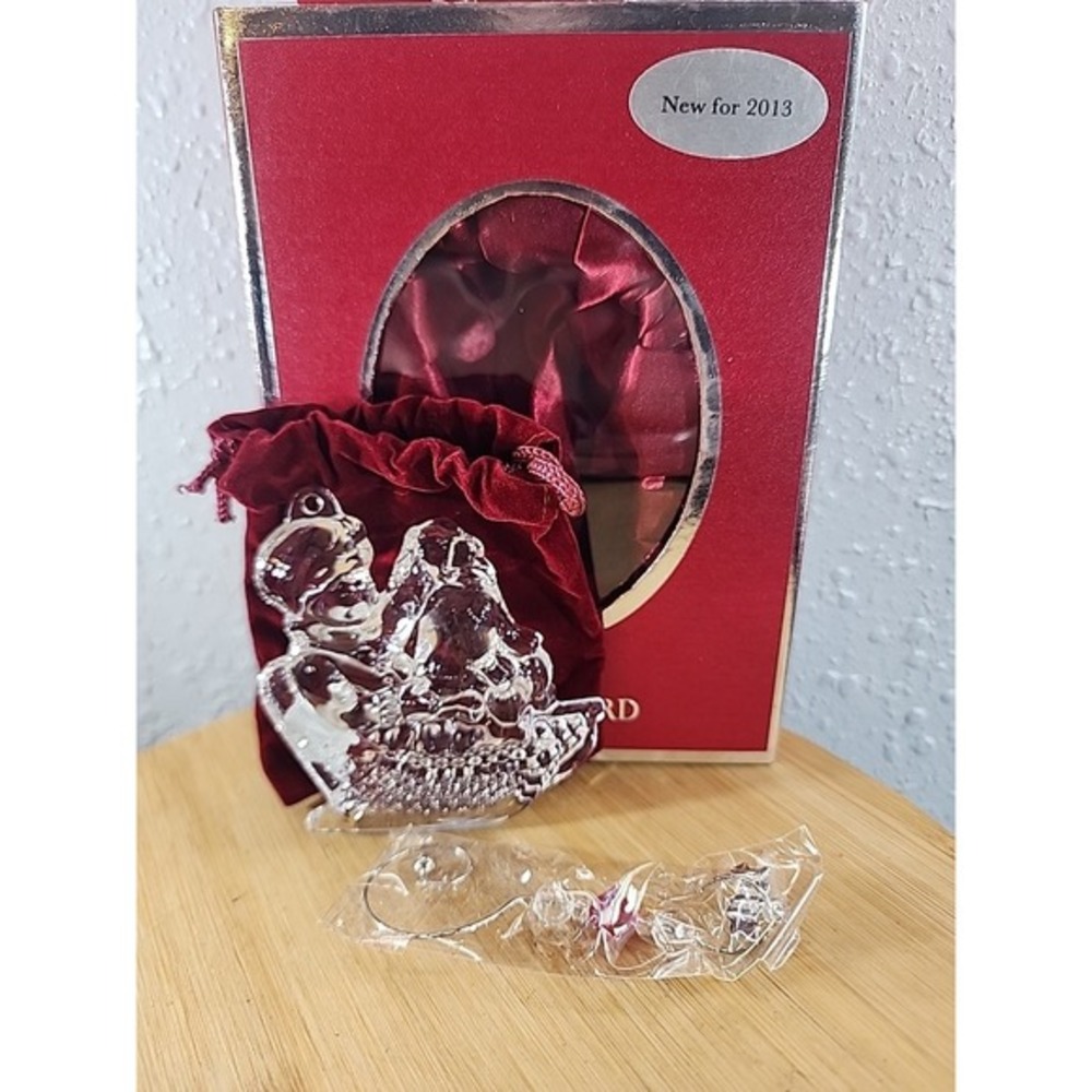 Waterford Crystal 2013 Christmas Wonders Boy on Sled w/ Puppy Ornament New